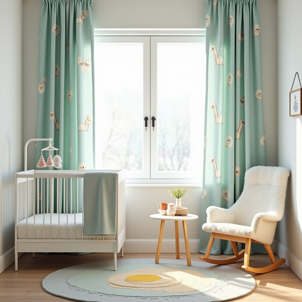 printed curtains in kids room