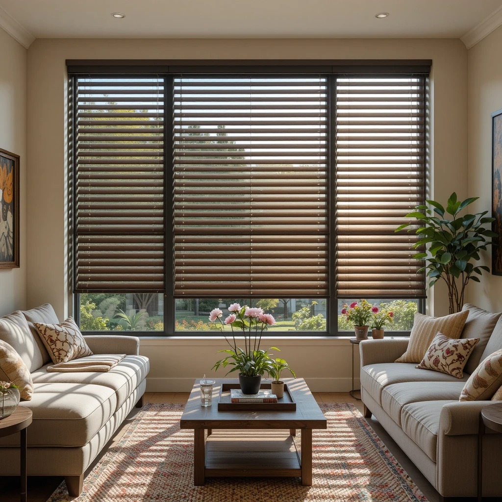 aluminum blinds in a living room
