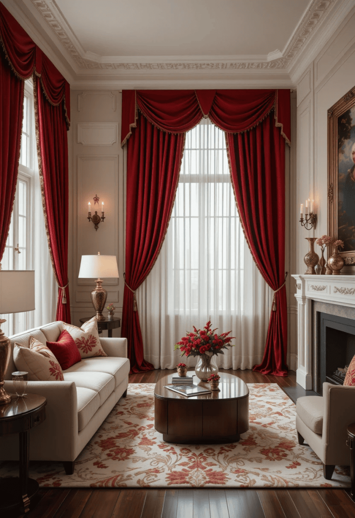 Premium red color curtains Dubai